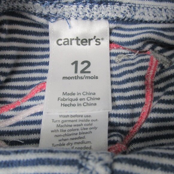 Carters Pull On Sweatpants Girls Size 12M Blue Striped Elastic Jogger Bottoms - Picture 2 of 3